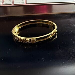 Yellow Gold Plated Slider Bangle – Adjustable • Stunning Shine